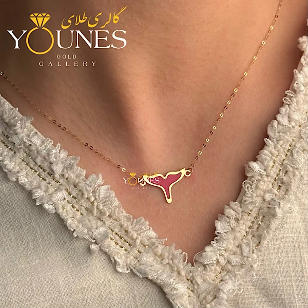 گردنبند میناکاری دم وال سرخابی طلا